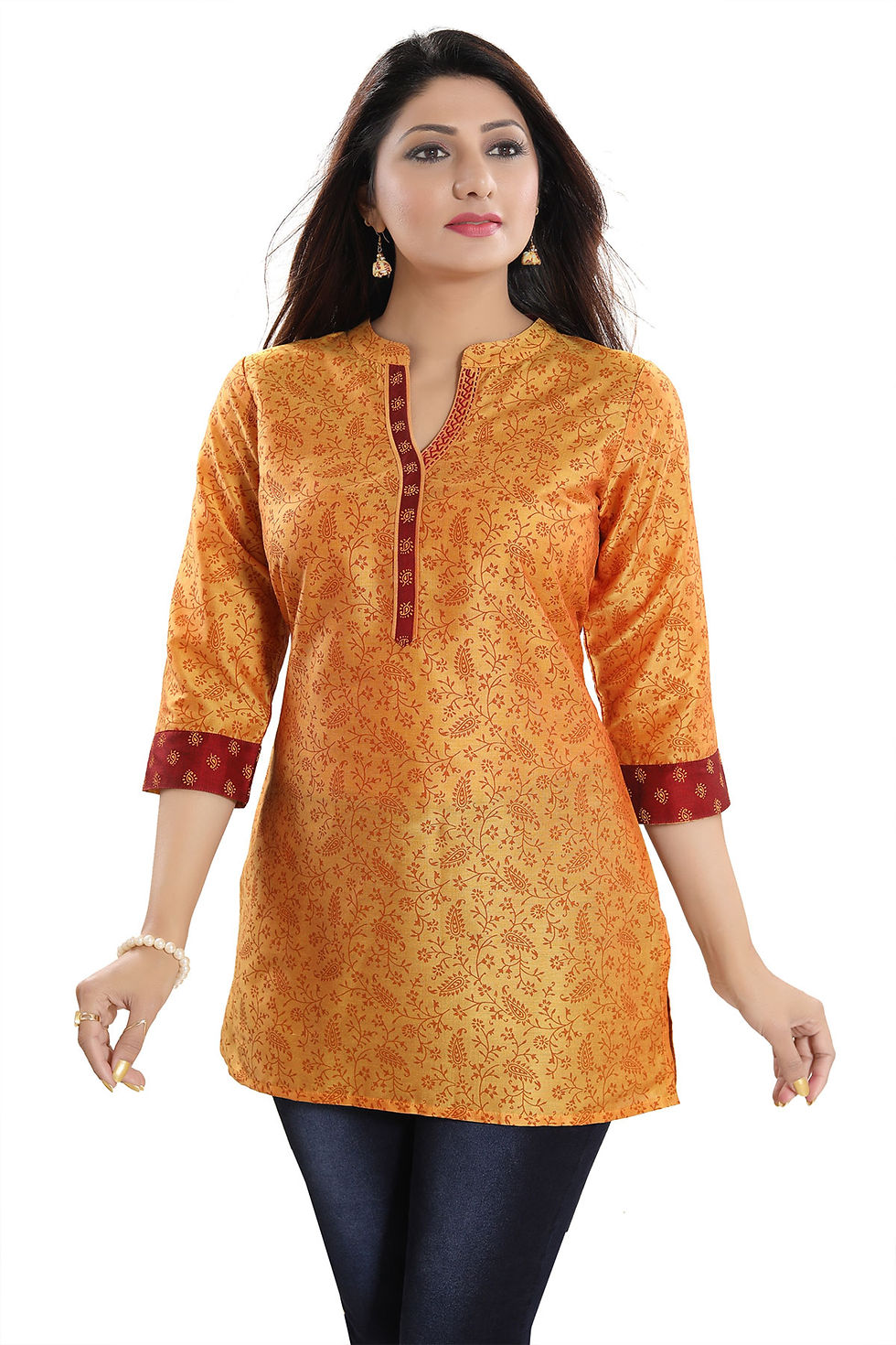 Thumbnail: Cotton Silk Tunic Top in  Light Orange