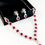 Thumbnail: Rhinestone Necklace & Drop Earrings Set in Magenta
