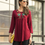 Thumbnail: Women's-Tunic-Top-in-Magenta-with-Floral-Yoke-Embroidery