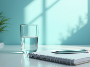 Taking a break with water and notes