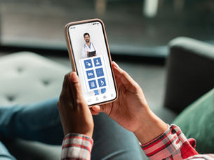 User engaging in a video AI therapy session on a smartphone, highlighting the convenience of virtual healthcare consultations.