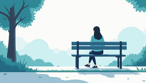 Calm person practicing stress relief outdoors