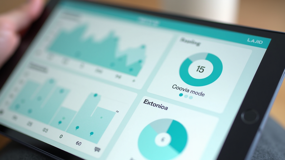 Close-up of a tablet showing mood tracking charts in a mental health app
