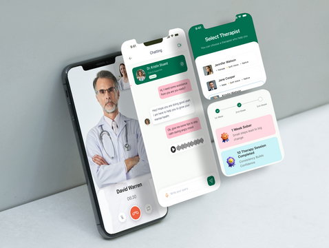 AI Therapy App: A seamless blend of virtual therapy sessions, real-time video, text and voice chat support, and progress tracking features to enhance mental well-being and automatic crisis alerts.