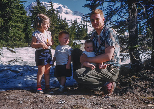 Photo of father and children on Mt. Hood