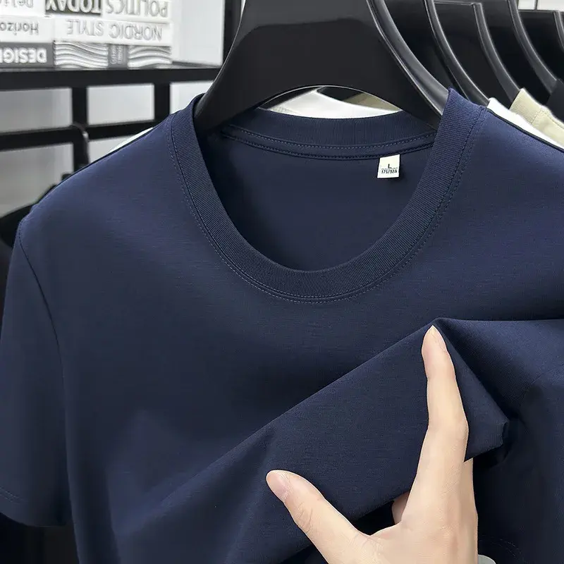 Miniatura: Camiseta Masculina Confortável e Macia para o Verão, Respirável, Antibacteriana.