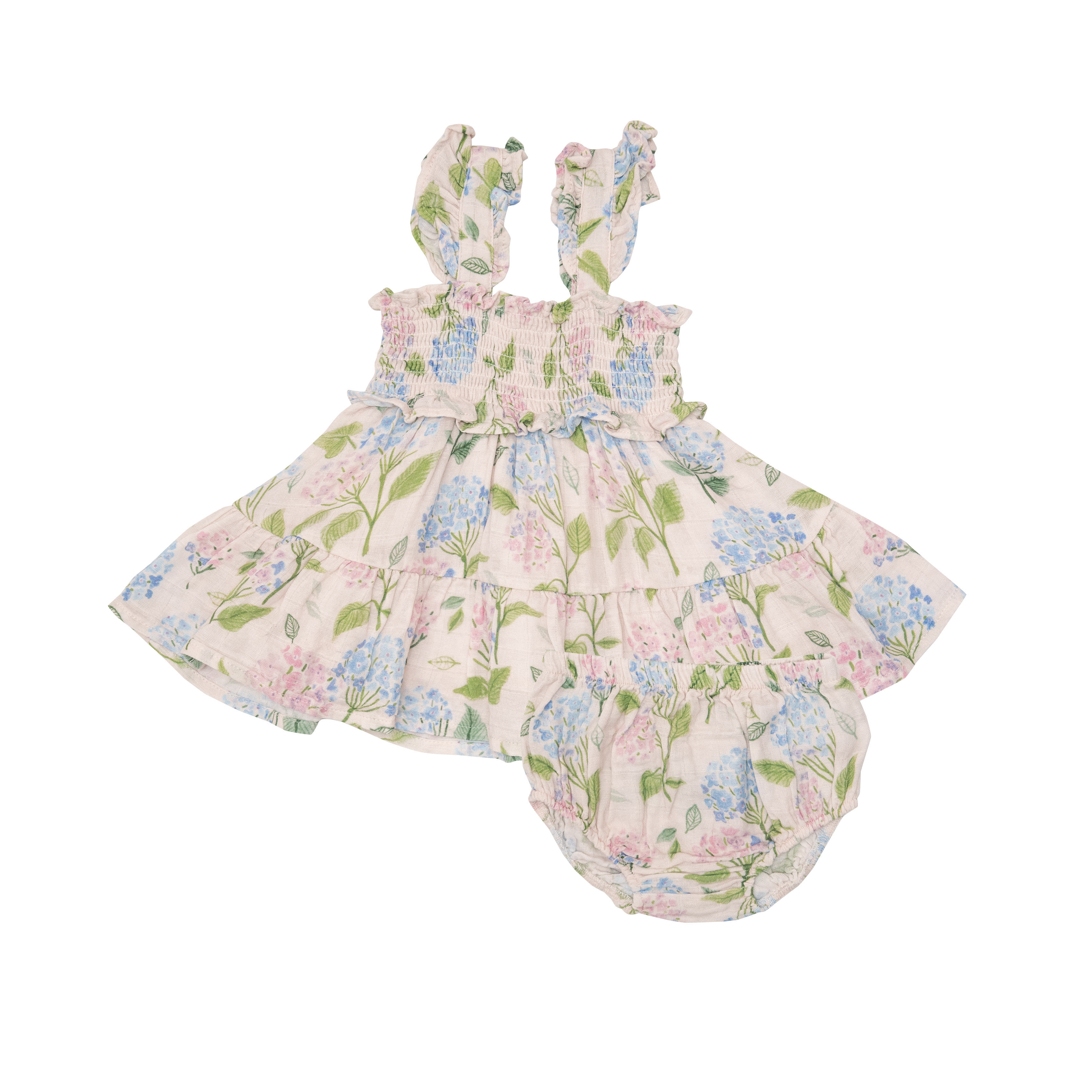 Colorful Hydrangea Smocked Ruffle Sundress & Diaper Cover