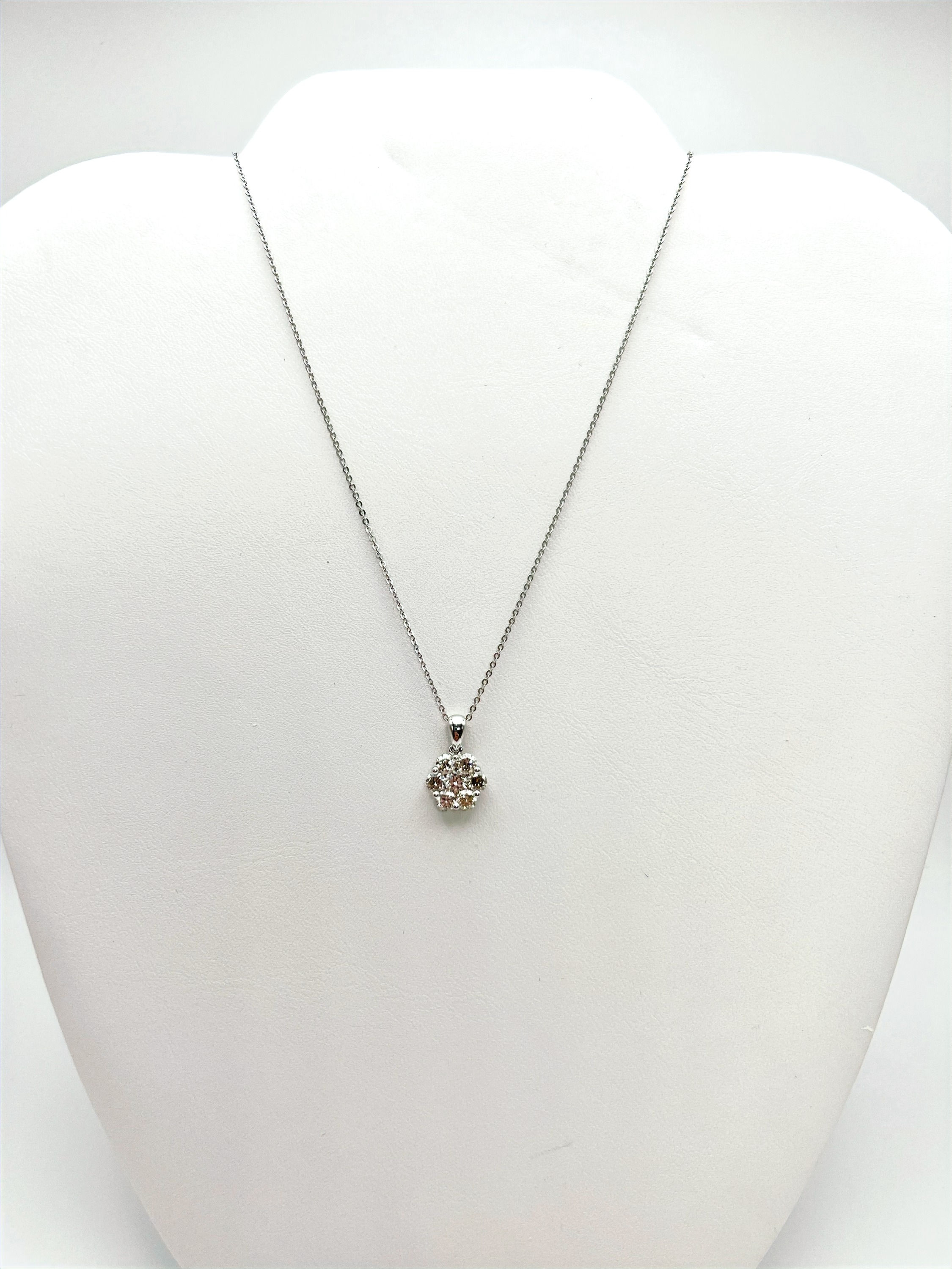 1 carat, 14k WG, Cluster Flower Pendant