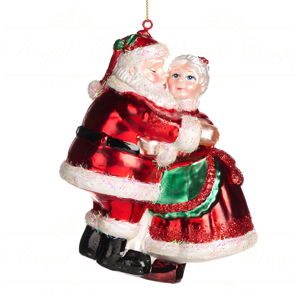 Mr. and Mrs. Clause Kissing Ornament