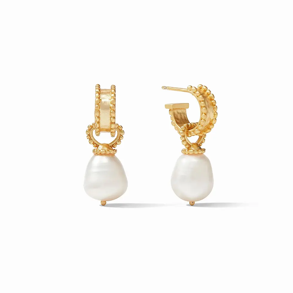 Marbella Pearl Hoop & Charm Earring Gold Freshwater Pearl