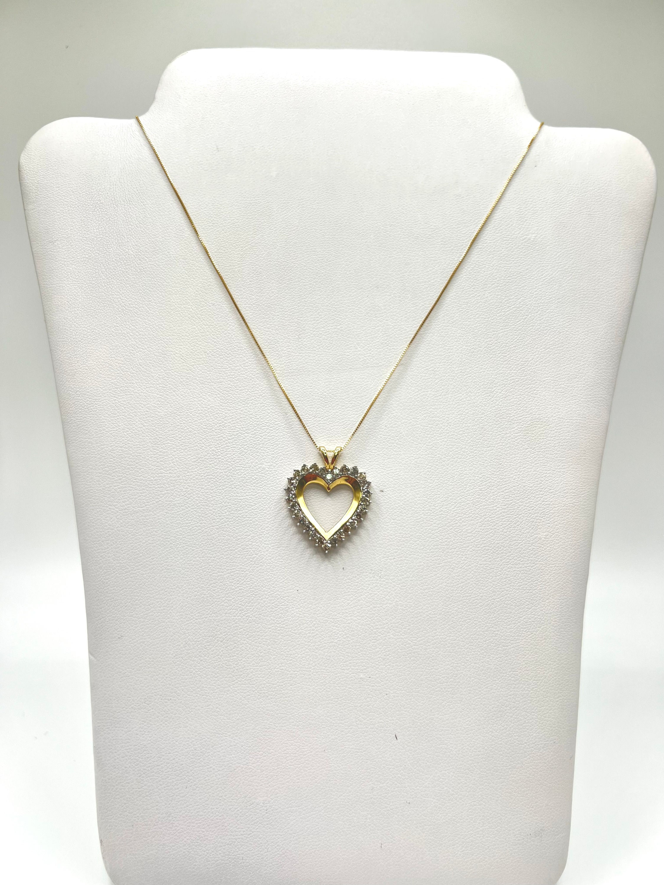 10k yellow gold, 1 ctw, Heart Necklace