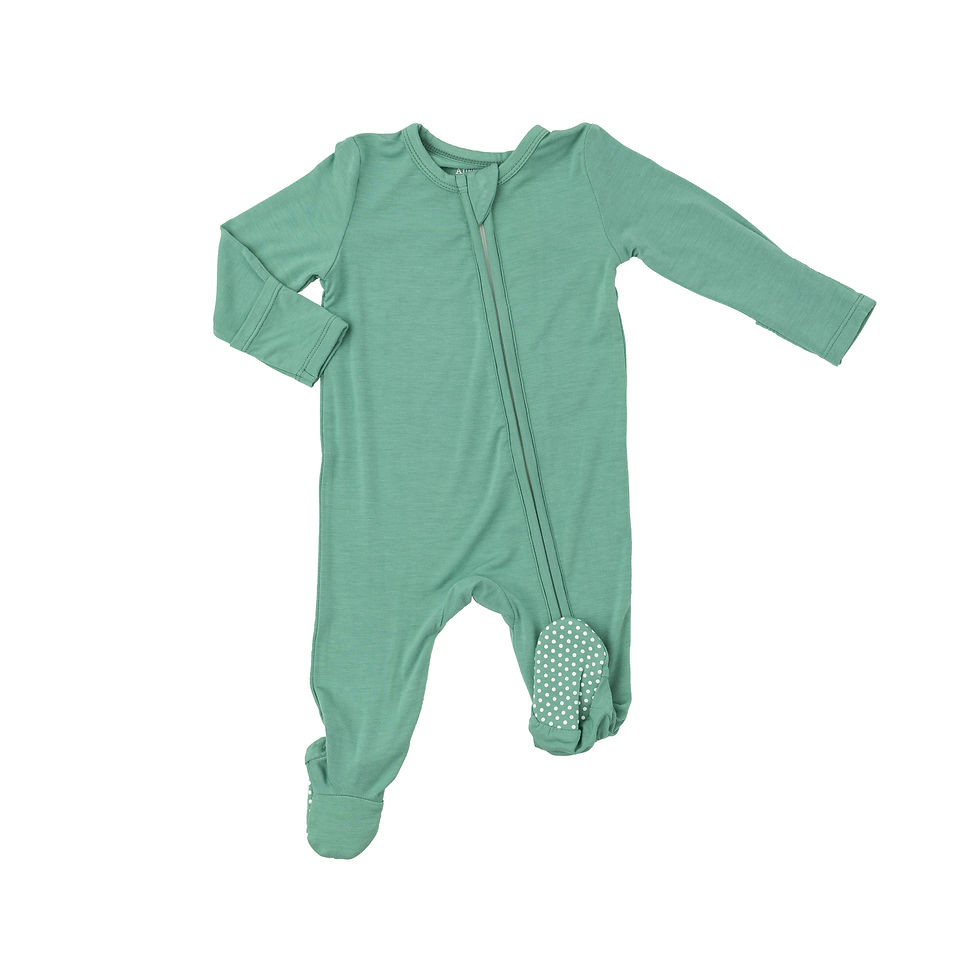Malachite Green Solid 2 Way Zipper Footie