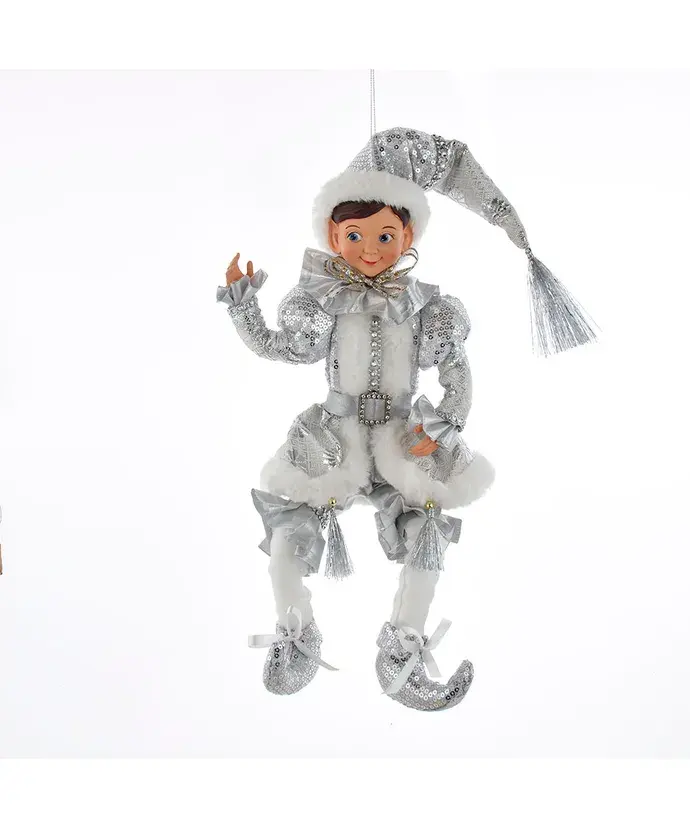 15" KSA Kringles Silver and White Elf Ornament