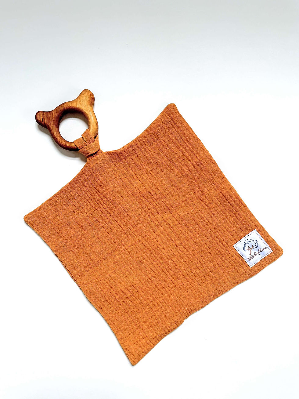 Thumbnail: Baby Muslin Wooden Teether, Wooden Teether, Eco Teether