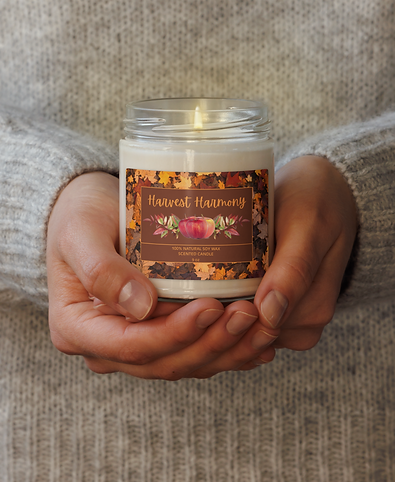 apple leaves fall harvest natural soy wax candle gift