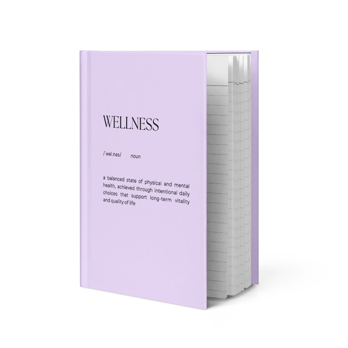 Matte purple hardcover journal, 8x5.75 inches, perfect for mindfulness and self-care routines.