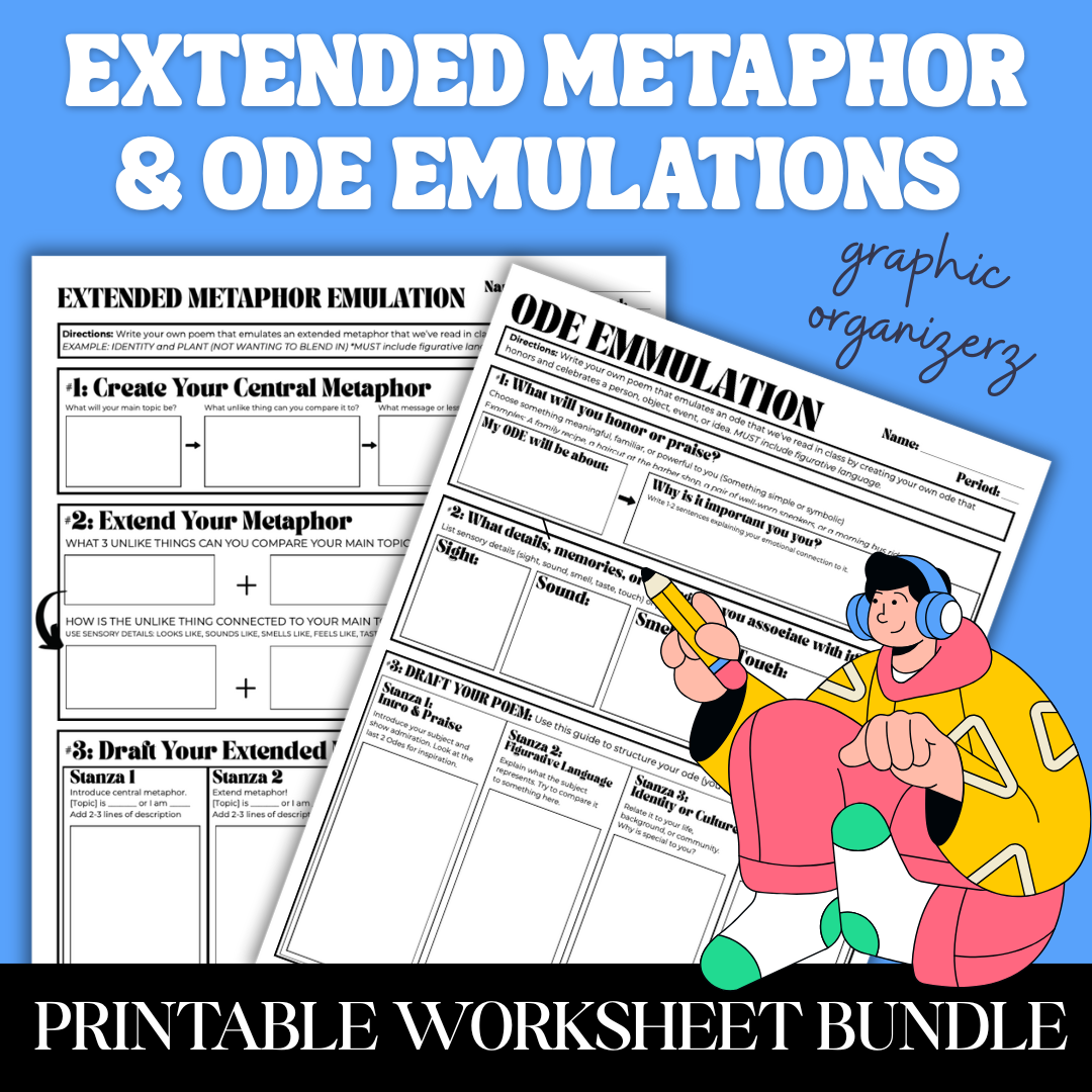Poetry Graphic Organizers: Ode and Extended Metaphor
