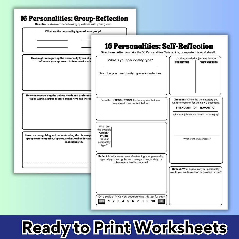 Thumbnail: 16 Personalities Reflection Lesson: SEL Activity