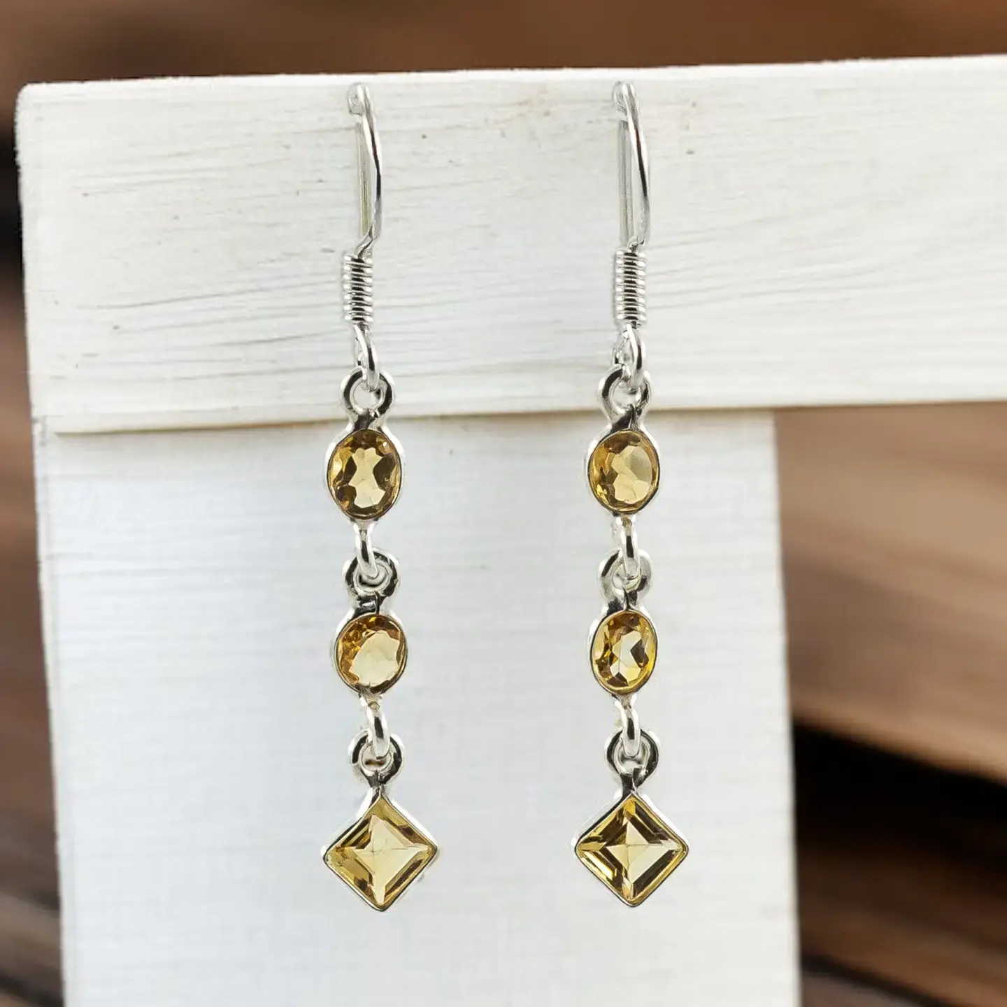 Citrine Sterling Silver Dangling Earrings