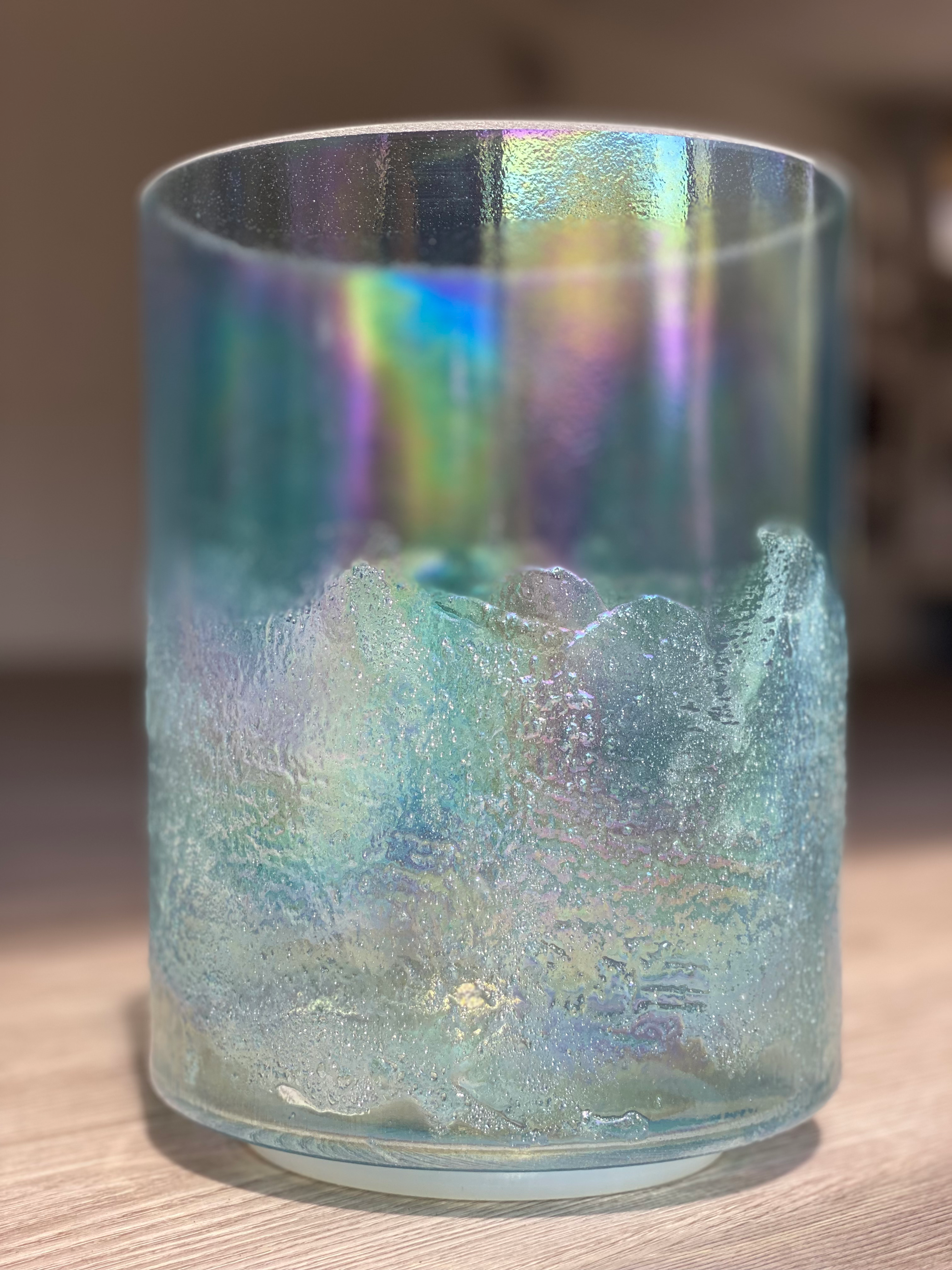 7” E+45 Lemurian Seed, Aqua Aura Gold Tall