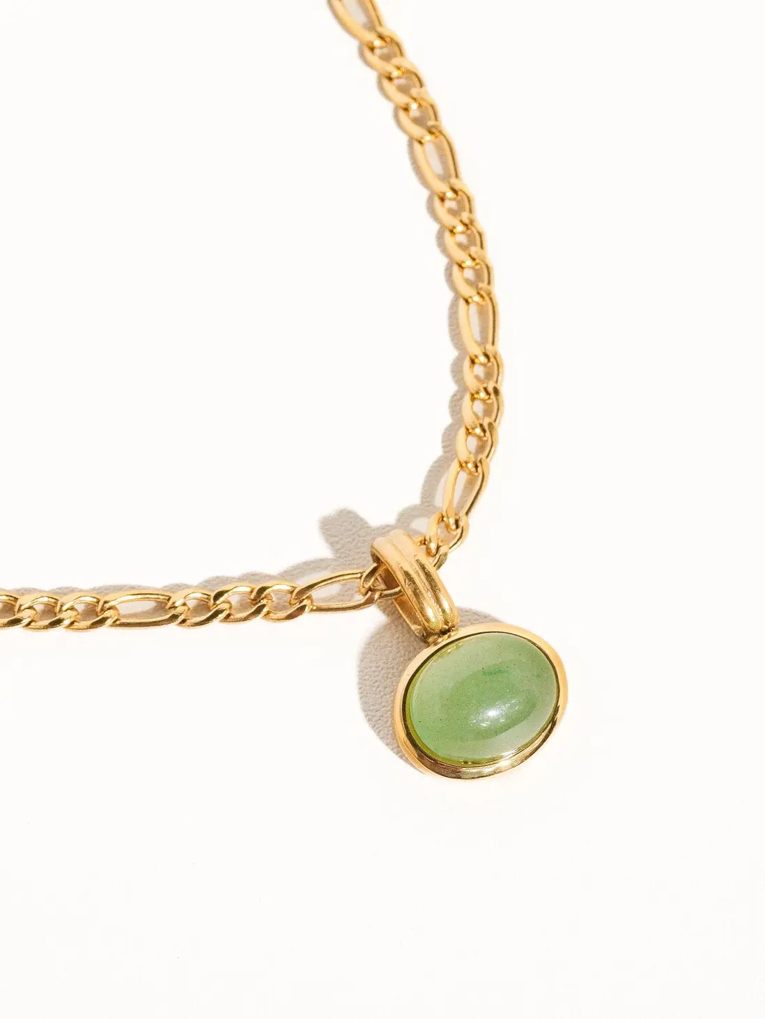 Winslow Non-Tarnish Jade Stone Pendant Chain Necklace