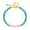 Thumbnail: Turquoise & Pearl Beaded Adjustable Bracelet – 18K Plated Stainless Steel