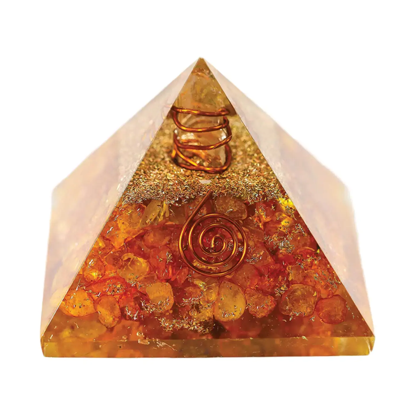 Orgonite Crystal Pyramid w/ Copper (40 - 50 mm) - Citrine