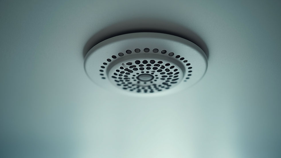 Close-up view of a sprinkler head installed on a ceiling