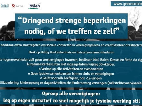 Opschorting trainingen JMT op verzoek gemeente Mol