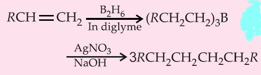 method of preparation of alkanes from hydroboration of alkenes