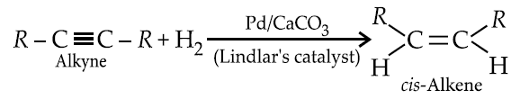 preparation of alkenes from alkynes by using Lindlar's Catalyst