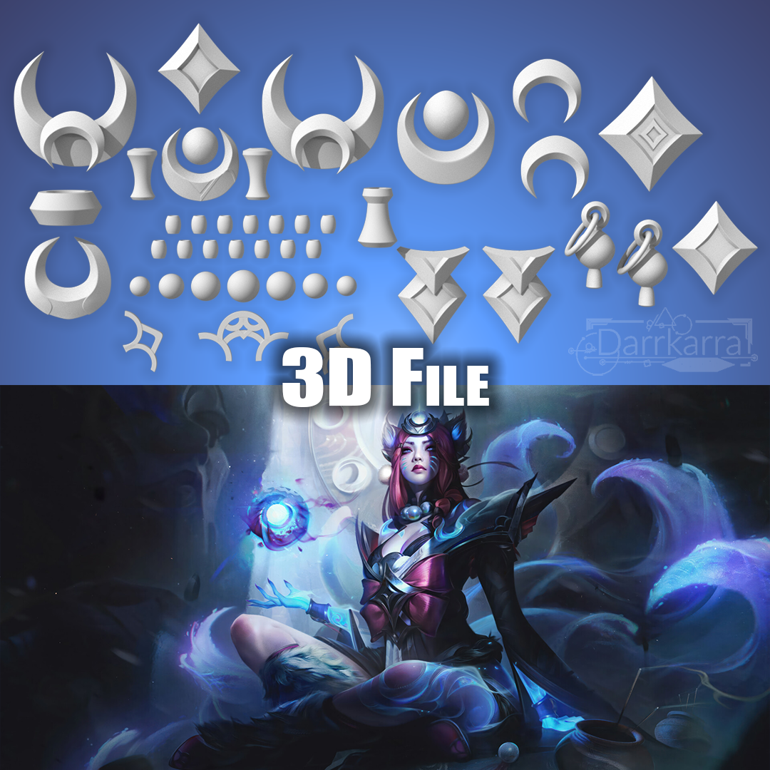 Accessories Ahri Snow Moon League of Legends STL Files