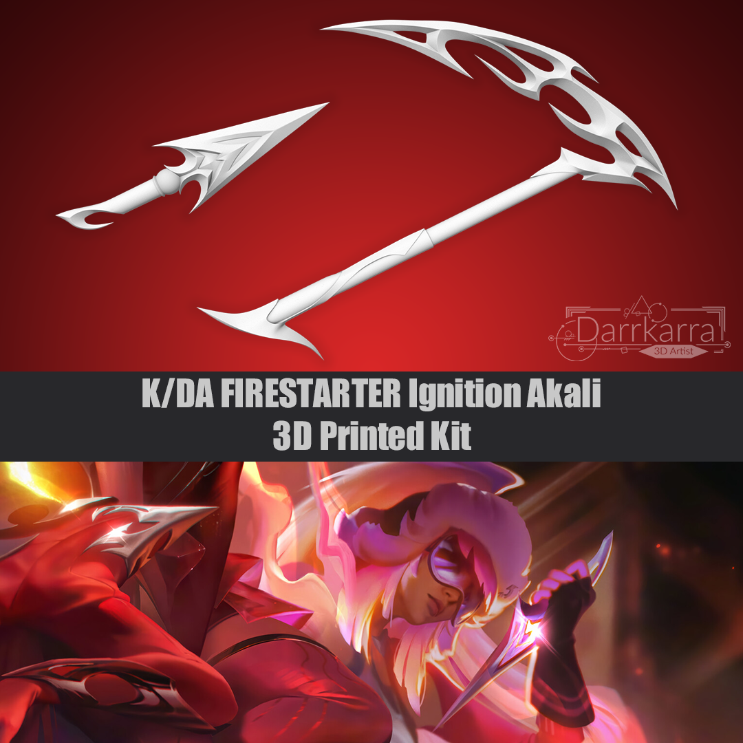 K/DA FIRESTARTER Ignition Akali Scythe Dagger League of Legends 3D Printed Kit