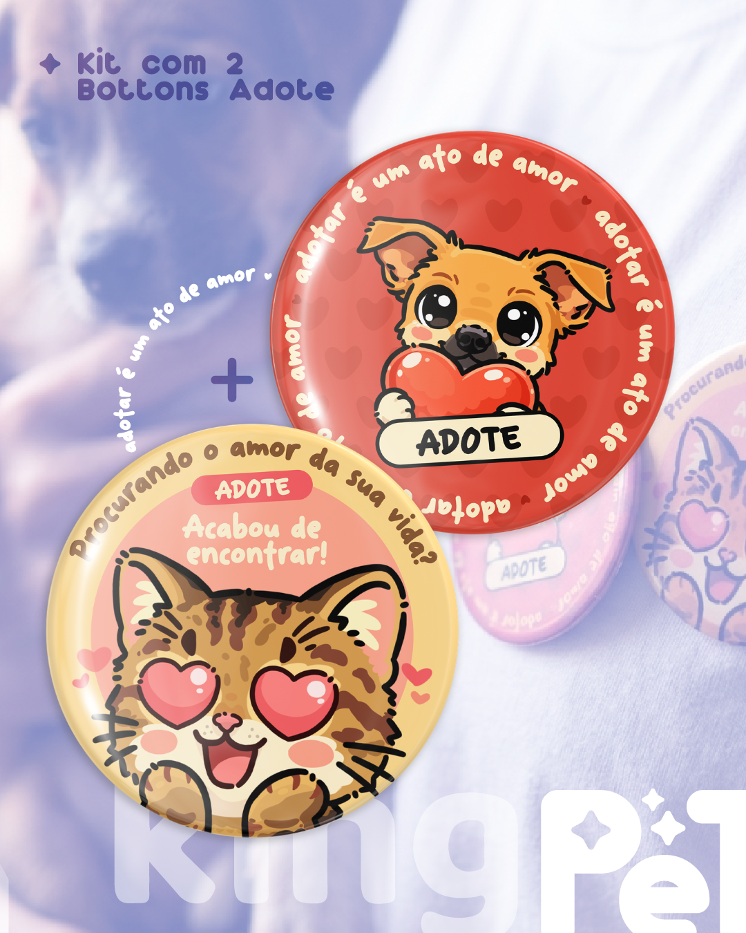 Kit Bottons - Adote com Amor