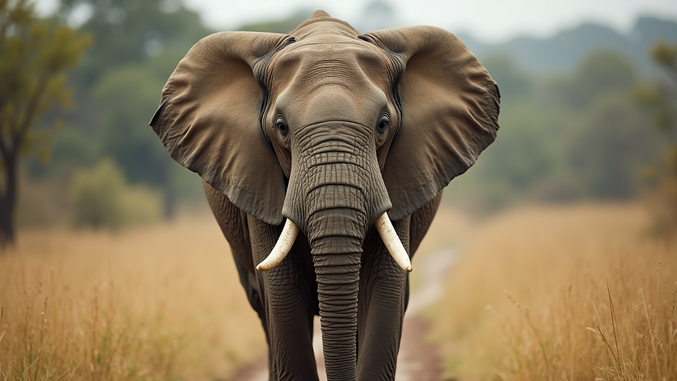 Eye-level view of a majestic elephant in its natural habitat