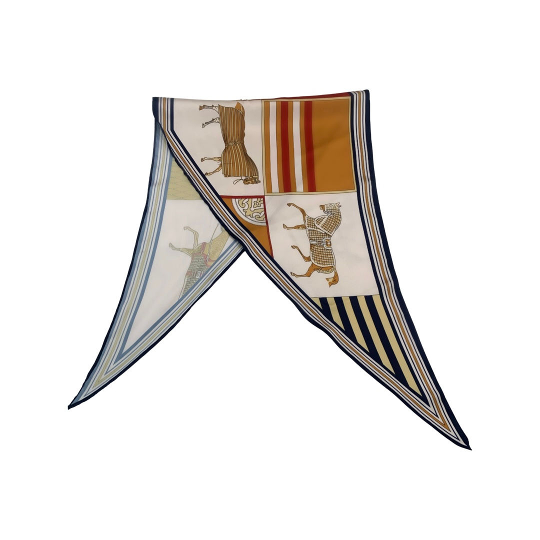 Neckscarf / HairScarf - Polo in Gold /Navy Red