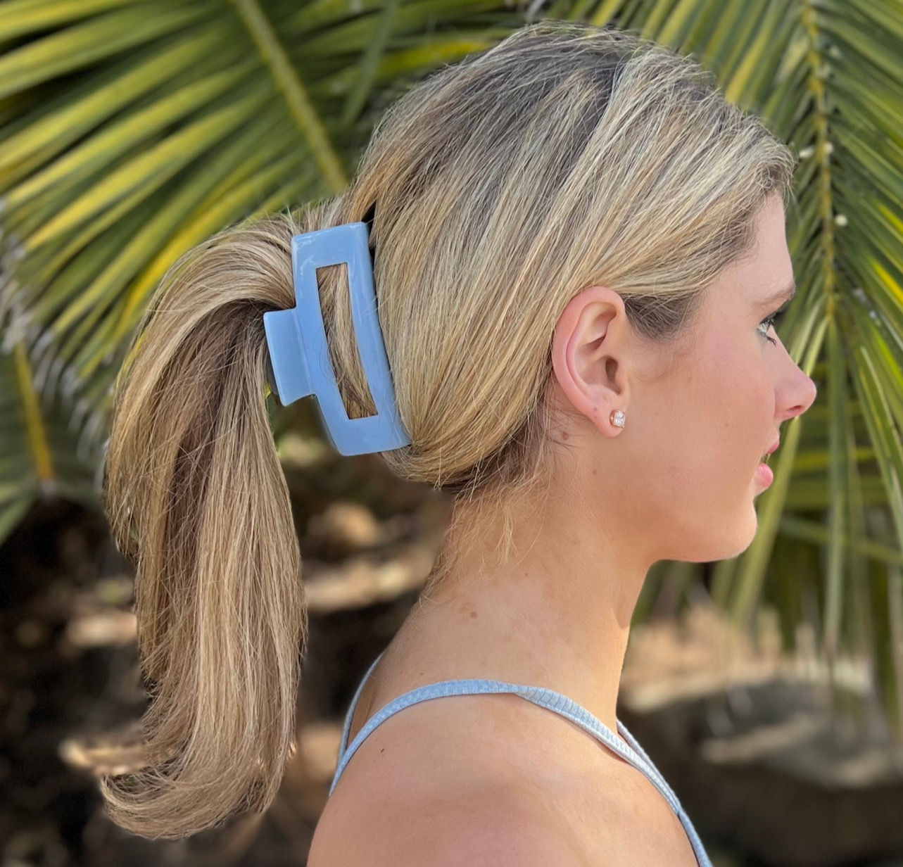 Oversized Acetate Rectangular Hair Claw in Glacier Lake 757953171461