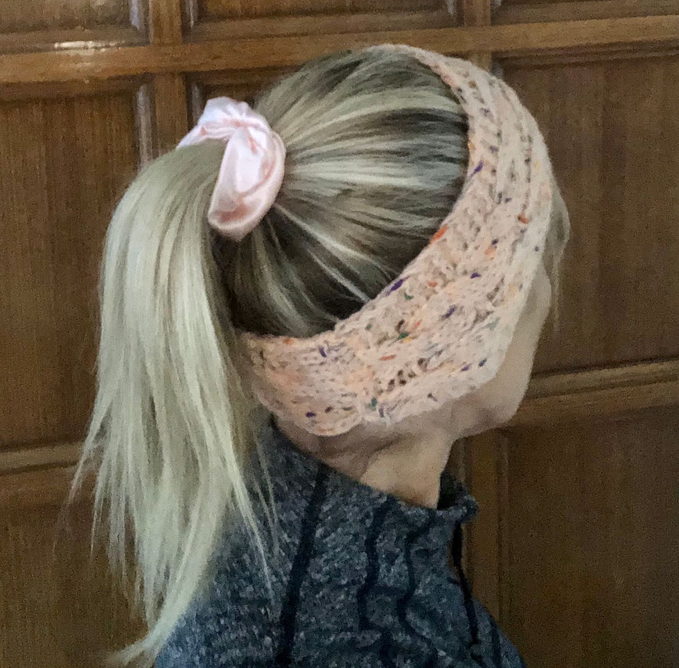 Knitted Headband with pink fleck