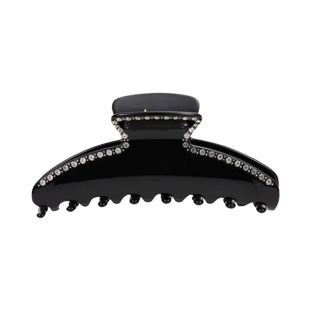 Mary Oversized HairClaw with Crystals - Black & black crystals