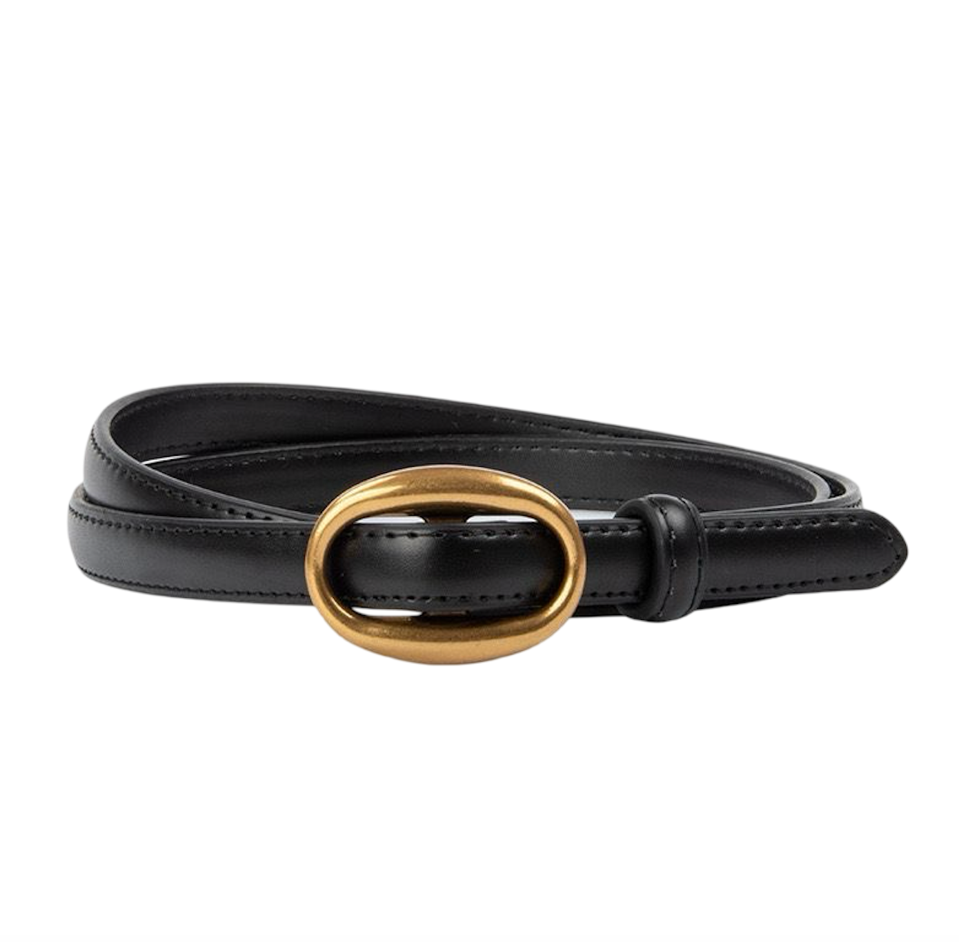 Chicago Black Leather Belt Gold 1.4 cm