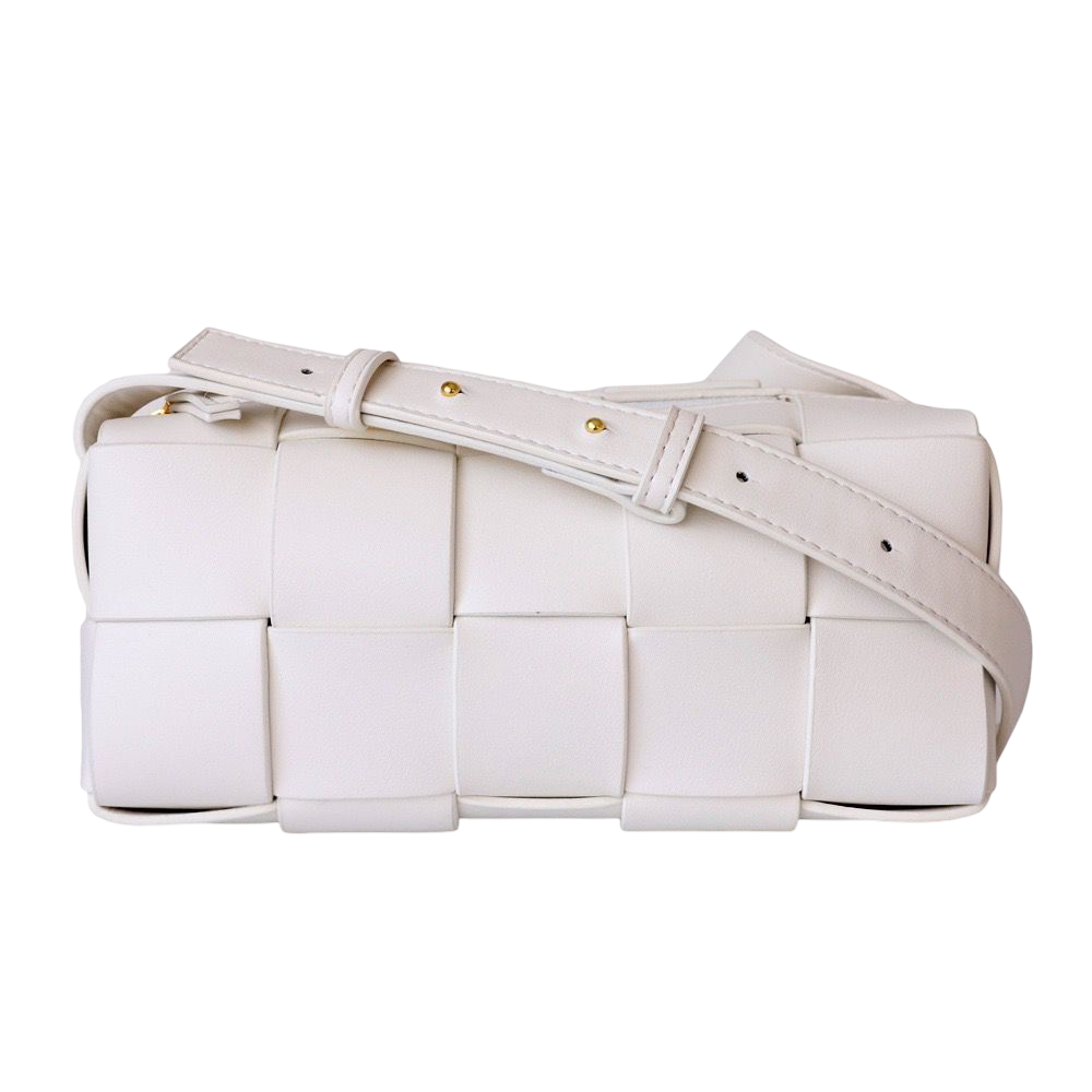 Woven Square Cowhide Bag - White
