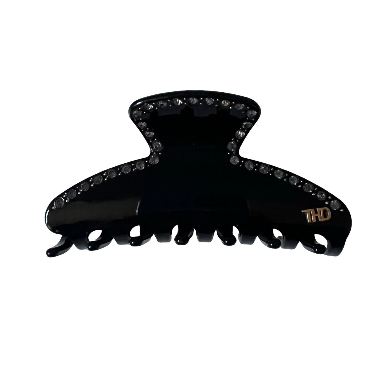 Mary Large Acetate Hair Claw with Crystals - Black