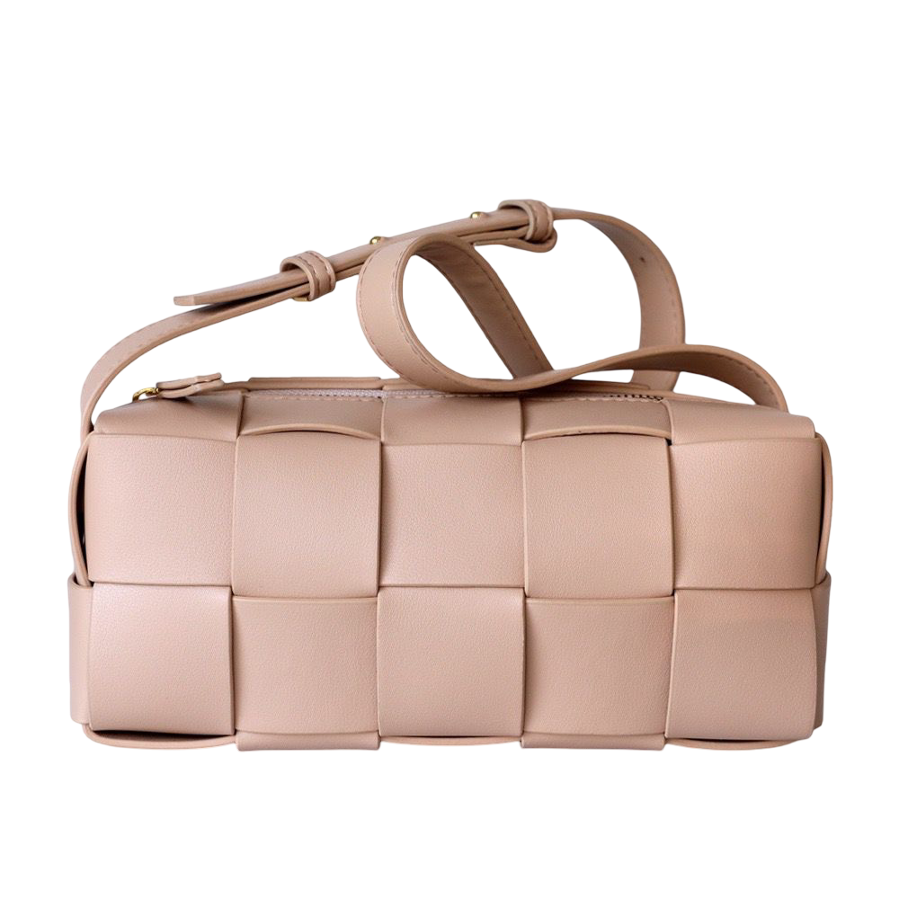 Woven Square Cowhide Bag - Nude