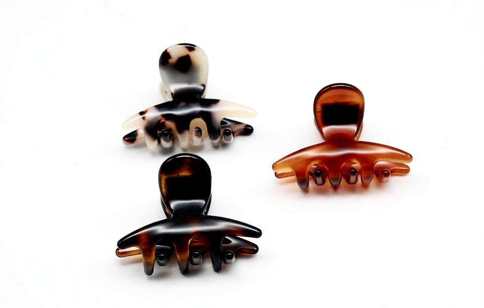 3 set Small acetate hair claw trio in Tortoise