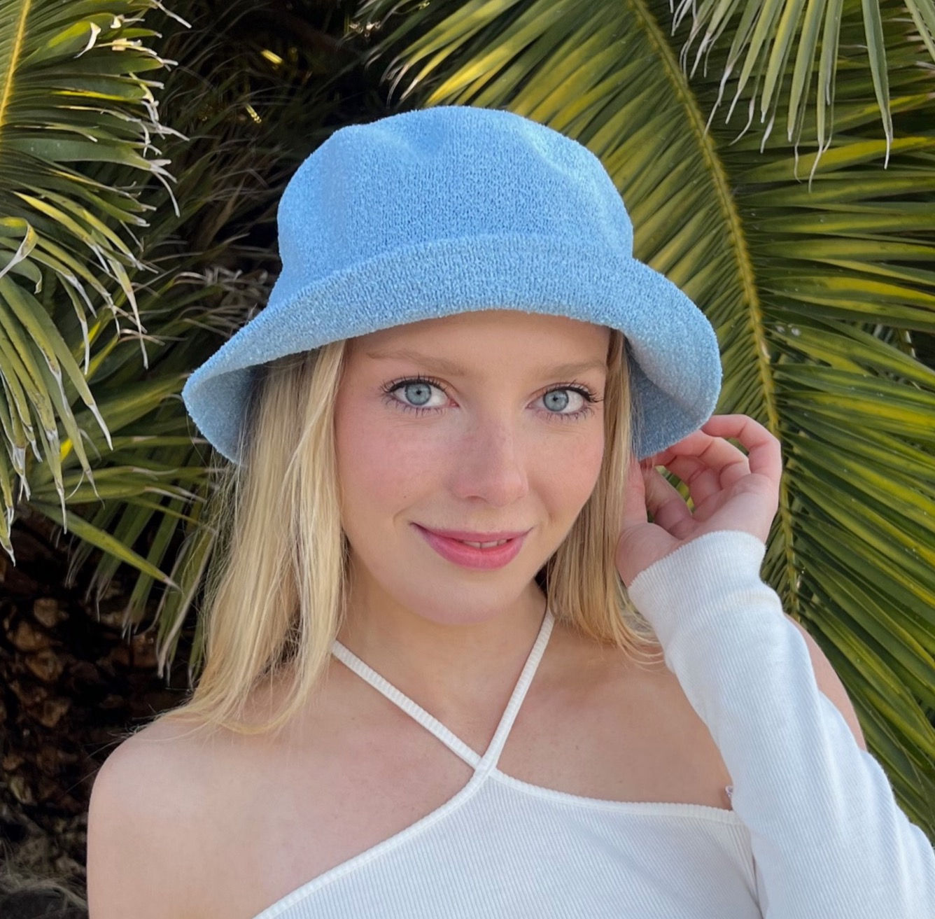 Bucket Hat in Terry Powder Blue