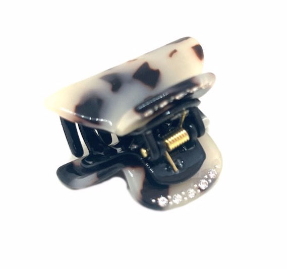 Acetate Small Hair Claw & crystals –  Light Turtle