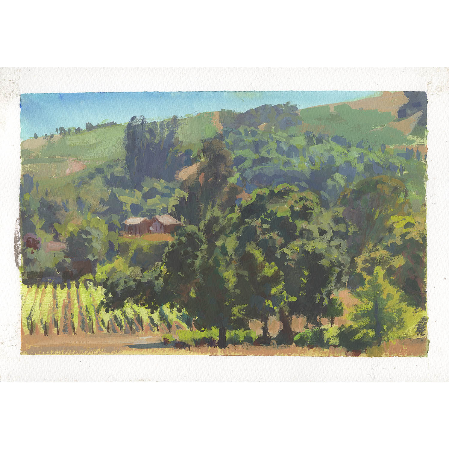 "Matanzas Creek Winery View" Gouache on Watercolor Paper