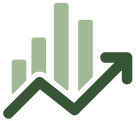 An image of an upward arrow with a data chart that serves as an icon on the Busillions' business development brand's website