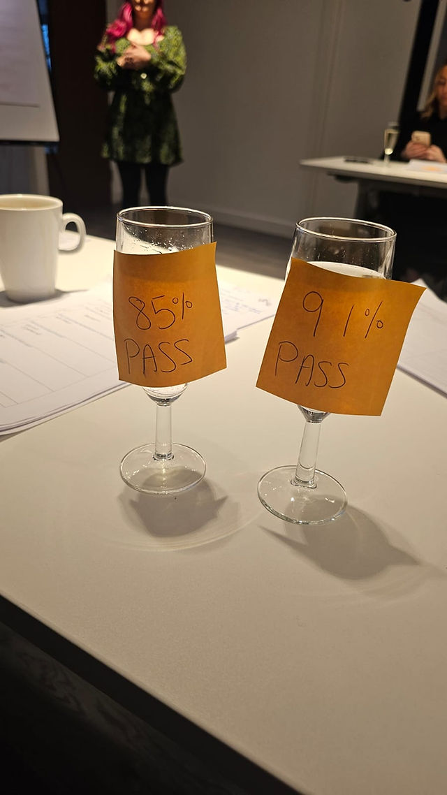 Post-its with test results of Anna and Dody for their Goldwell Master Colourist Course
