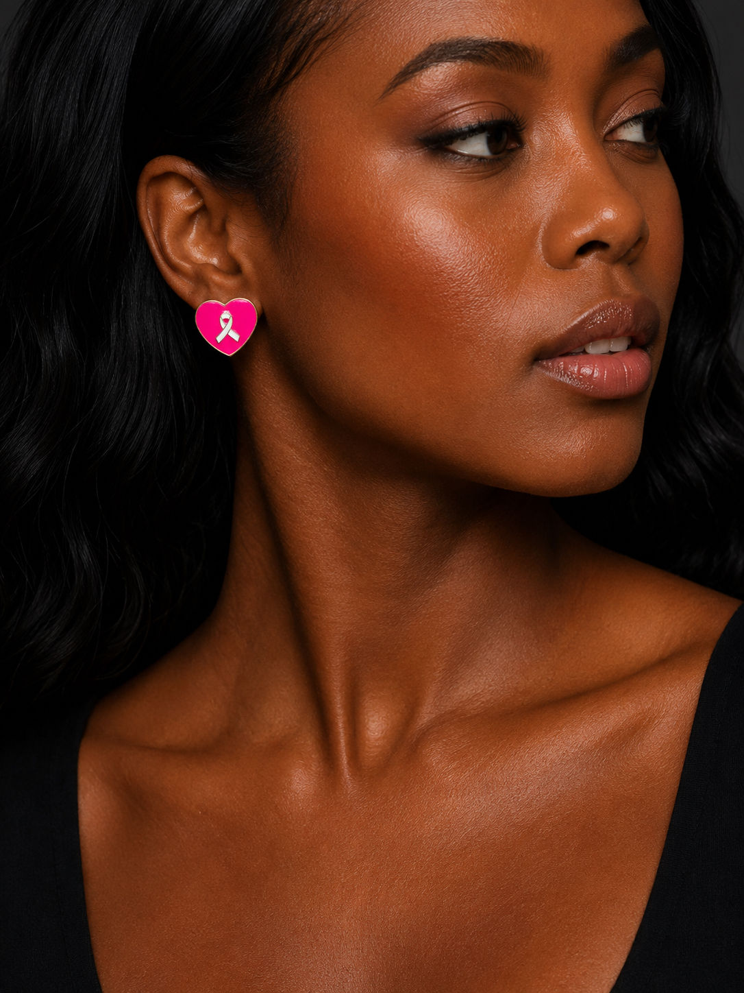 Ribbon of hearts stud 